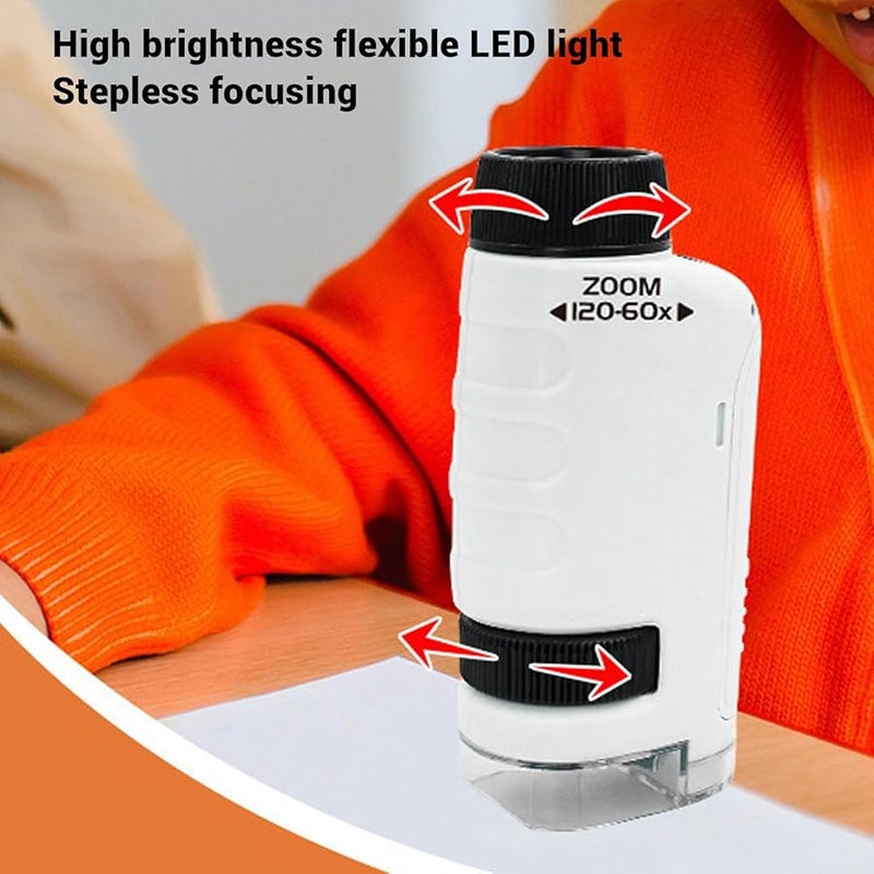 Kids Microscope 60x 120x Magnification Portable Handheld with LED Light for Children - Image 3